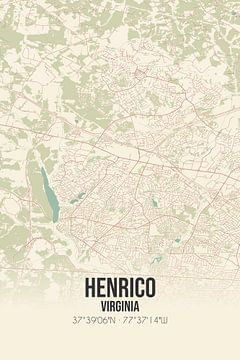 Alte Karte von Henrico (Virginia), USA. von Rezona