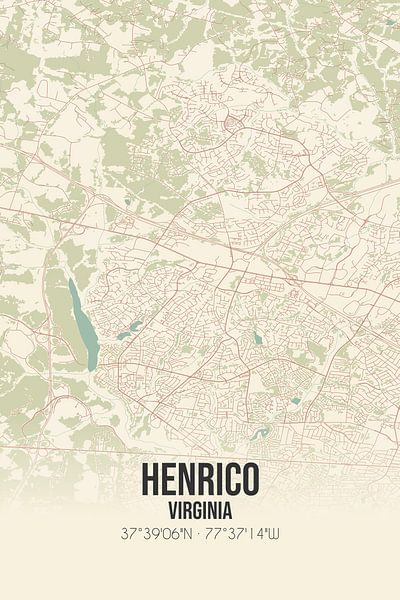 Carte ancienne de Henrico (Virginie), USA. par Affiches de lieux