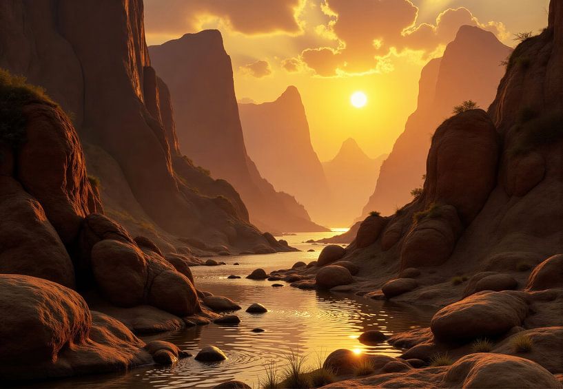 Sunset over a Canyon River by Markus Gann