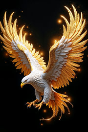 Fantasy Art Wandbild: LUXADOR – Der leuchtende Adler aus Gold von INFERAURUM - Dark Fantasy Wall Art & Poster