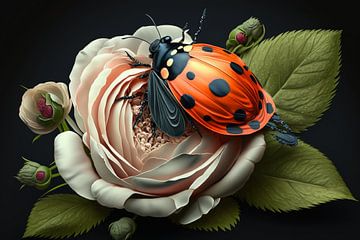 Ladybird on rose by CatsArt