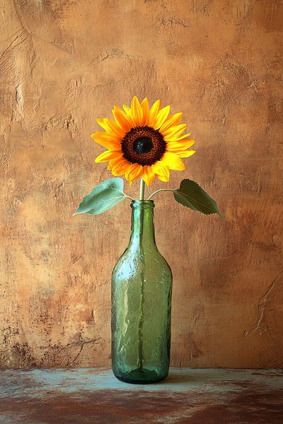 Zonnebloem in groene fles van Imperial Art House