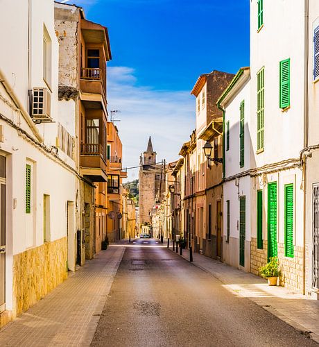 Street in Felanitx, mediterranean old town on Mallorca island, Spain