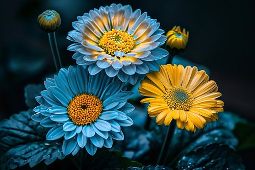 Levendige bloemen in kleurrijk contrast