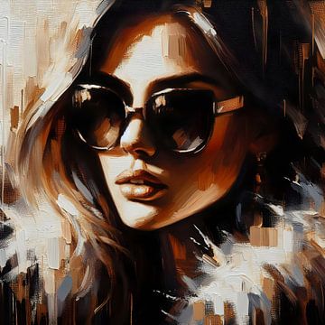 Portret van een vrouw met zonnebril van FoXo Art
