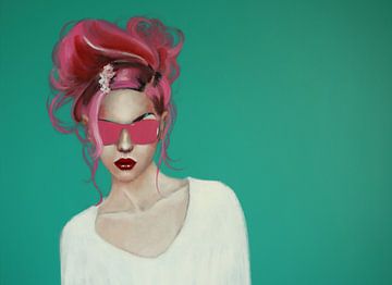 Meisje met roze zonnebril - Variant Detail van Petra Kaindel