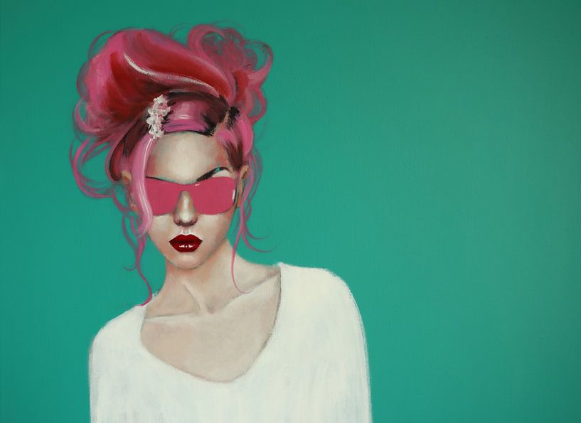 GIRL WITH PINK SUNGLASSES - Variant Detail von Petra Kaindel