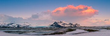 Panorama winter zonsopkomst Skaftafell Nationaal Park, IJsland van Henk Meijer Photography