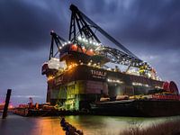 Thialf Crane Vessel. Harbour of Rotterdam, Netherlands
