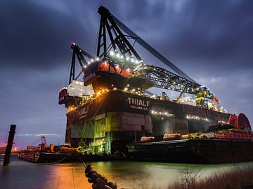 Thialf Crane Vessel. Harbour of Rotterdam, Netherlands by Art By Dominic