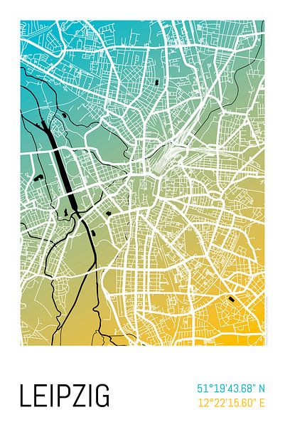 Leipzig - Conception du plan de la ville Plan de la ville (dégradé de couleurs) par ViaMapia