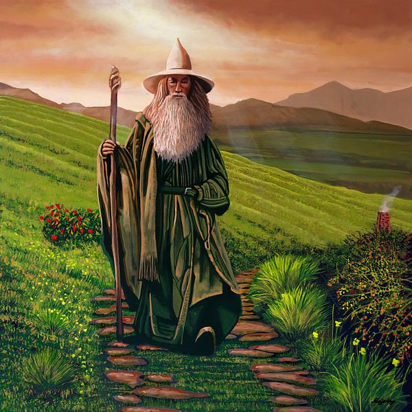 Ian McKellen als Gandalf Gemälde von Paul Meijering