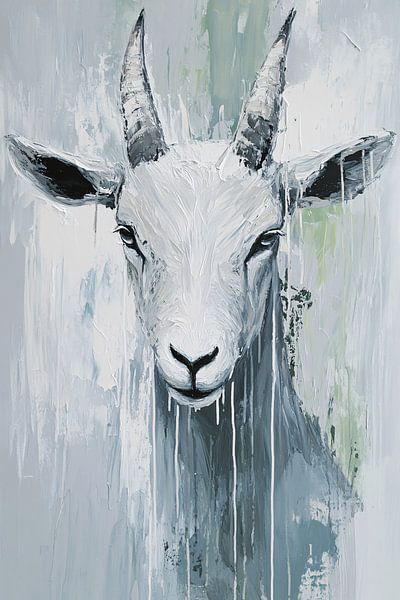 Ziegenporträt mit abstrakten Farbstreifen von Imperial Art House