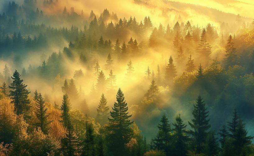 Nebel umhüllt Waldzauber von fernlichtsicht