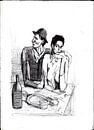 MAN + VROUW AAN TAFEL van Vincent Jacobs thumbnail
