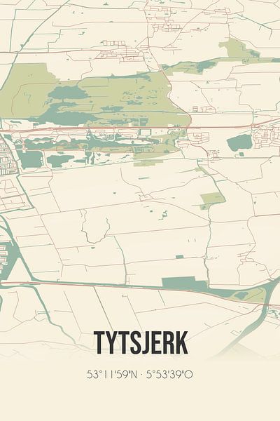 Vintage map of Tytsjerk (Fryslan) by Prints of Place