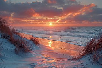 Morgenstimmung an der Nordsee mit leuchtendem Himmel von Felix Brönnimann