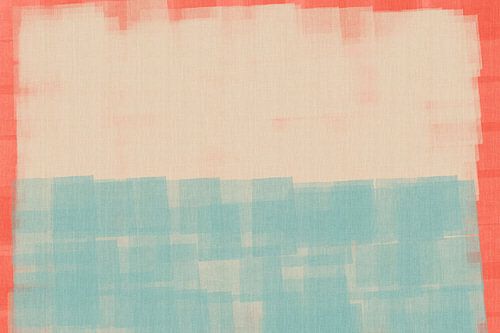 Abstract in neonrood, wit en lichtblauw.