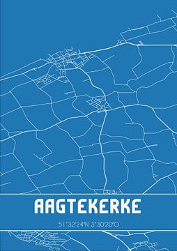 Blauwdruk | Landkaart | Aagtekerke (Zeeland) van Rezona