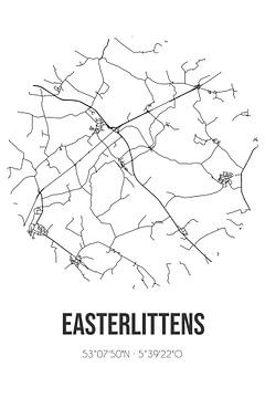 Easterlittens (Fryslan) | Landkaart | Zwart-wit van MijnStadsPoster