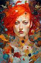 Surrealistisch portret vrouw met rood haar van Digitale Schilderijen thumbnail