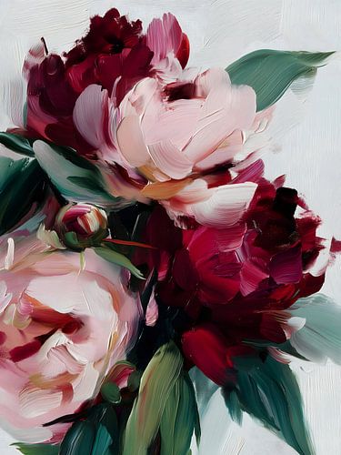 Peinture abstraite représentant une pivoine