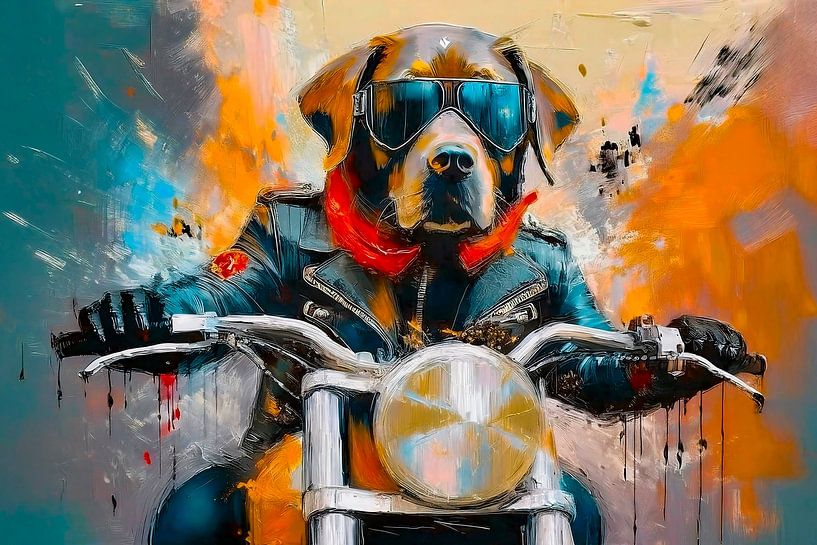 Labrador auf dem Motorrad von Marjolein Deelen