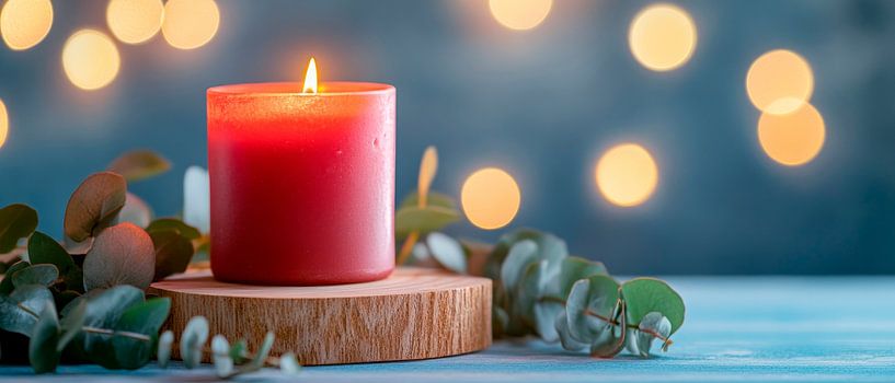 Rote Kerze mit warmem Licht ambiente von Poster Art Shop