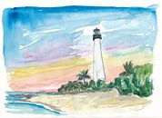 Cape Florida Leuchtturm mit Meer und Sonnenuntergang von Markus Bleichner Miniaturansicht