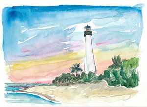 Cape Florida Leuchtturm mit Meer und Sonnenuntergang