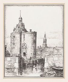 Huib Luns, Vue du Drommedaris à Enkhuizen, 1938 sur Atelier Liesjes