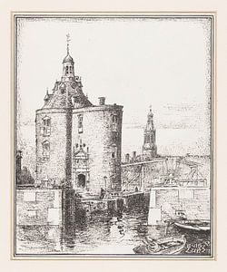 Huib Luns, Blick auf die Drommedaris in Enkhuizen, 1938