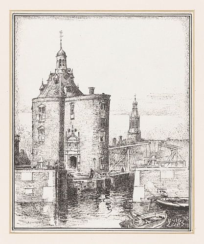 Huib Luns, Gezicht op de Drommedaris te Enkhuizen, 1938