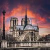 Notre-Dame van Parijs bij mooie zonsondergang van Chihong