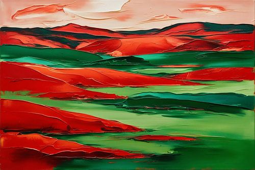 Kleurrijk abstract landschap schilderij