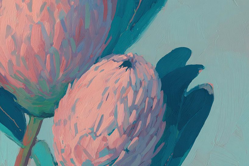Modern Blooms on a Light Canvas van Bloemen Studio