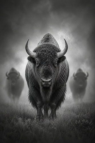 Bison im Nebel
