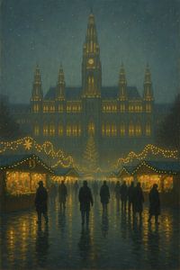 Wiener Rathaus Weihnachtsmarkt bei Nacht