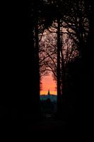 Zonsondergang in 's-Heerenberg met zicht op Hoch-Elten