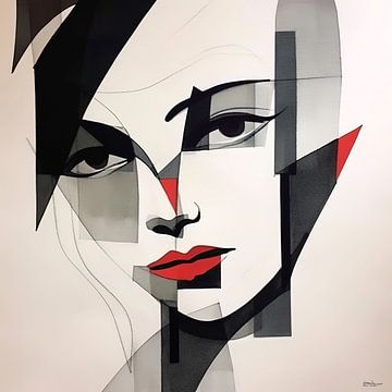 minimalistisch schilderij van een vrouw van Gelissen Artworks