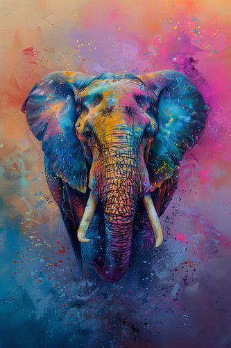 Elefant in bunter Dämmerung - Farben