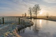 Winter in de Alblasserwaard:  zonsopkomst in bevroren polderlandschap van Beeldbank Alblasserwaard thumbnail