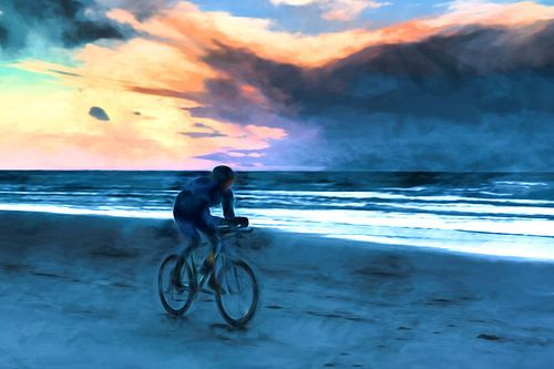 Mountainbike at the beach by eric van der eijk