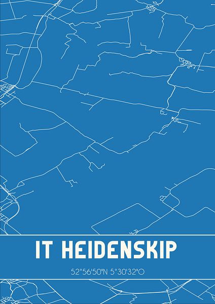 Blauwdruk | Landkaart | It Heidenskip (Fryslan) van Stad & Wand