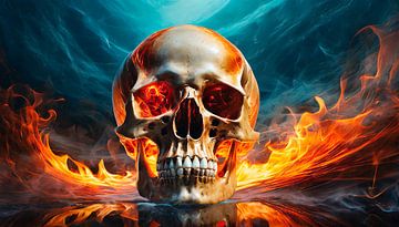 Skull with fire by Mustafa Kurnaz