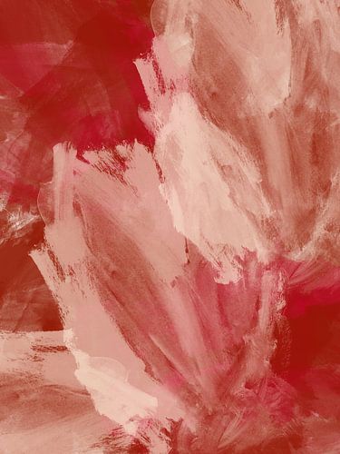 Abstract painting in red, terracotta, white by Dina Dankers