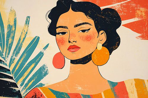 Krachtig vrouwelijk portret met kleuren