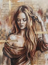 Young woman with long wavy hair by Emiel de Lange
