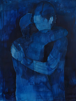 Umarmung in Indigo