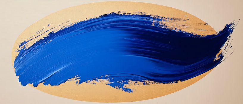 Dynamische blaue Pinselstriche auf Beige von Poster Art Shop